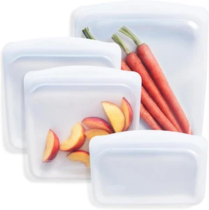 4-Pack Premium Silicone Reusable Food Storage Bags Clear BPA Free Leakproof - Picture 1 of 9