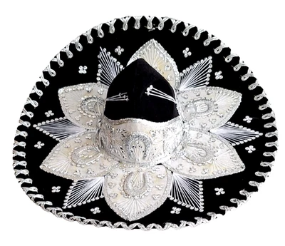 Sombrero negro y plateado charro sombrero mariachi extra elegante hecho a mano por Belri Foto 1 de 4