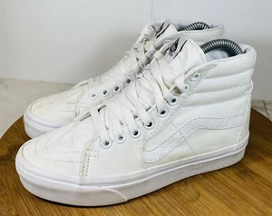 VANS Sk8-Hi White Canvas Sneakers Women Sz 6 Men Sz 4.5 Casual Skateboard Shoes - Picture 1 of 7