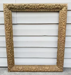 Antik 19.Jh. verzierter Holz Gesso Gold vergoldet Gemälde Bilderrahmen Kunst passt 16x20 - Bild 1 von 15