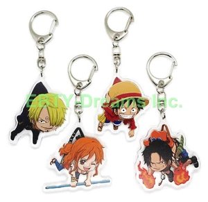 4er Set Anime Acryl Schlüsselanhänger Portgas D. Ace Affe Luffy Nami Sanji - Bild 1 von 2