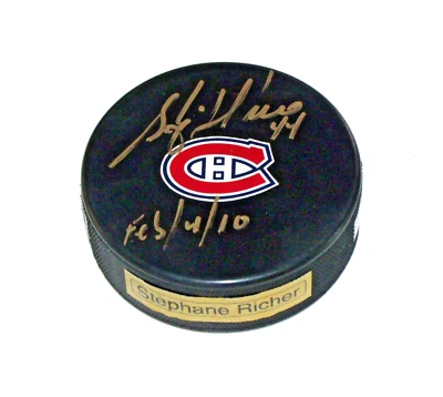 Disco de hockey autografiado por Stephane Richer Montreal Canadiens A3873 Foto 1 de 2
