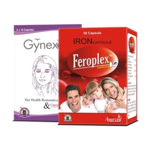 Natural Supplement For Irregular Menstrual Cycle In Women 50 Gynex + 50 Feroplex - Picture 1 of 6