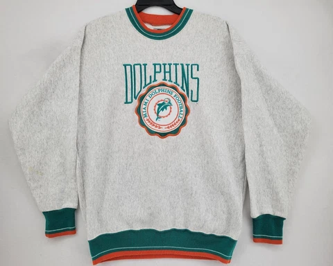 Miami Dolphins Legends Athletics Vintage Crew Neck Sweatshirt - Size L - Gray Cover