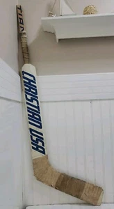Vintage 1960-70's CHRISTIAN USA Wooden Goalie Ice Hockey Stick Blue & White - Picture 1 of 24