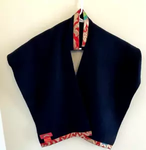 SHANGHAI TANG 100% KASCHMIR WOLLE SCHWARZ BODY SCHAL rot/gold Blumenbesatz - Bild 1 von 9