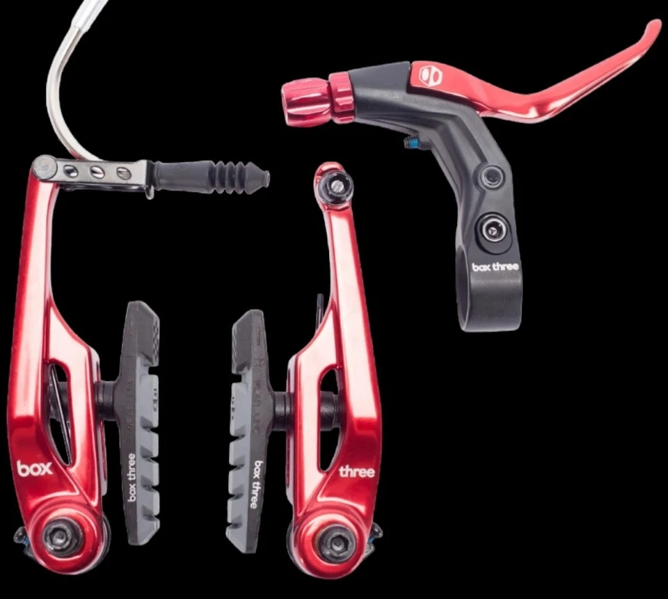 BOX THREE BMX/Mountain Bike V Brake Kit 108mm w/LEVER LONG RED - Image 1 of 1