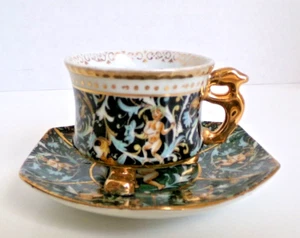 Vintage Ardalt Lenwile Footed Handpainted Porcelain Demitasse Cup & Saucer Japan - Picture 1 of 18