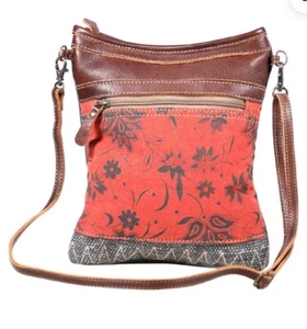 Myra Bag 1908 Red Leather Bloom Small Hispad Crossbody Bag - Picture 1 of 4