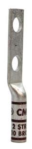 CMC YA2C-2TC38 Compression Lug 2 AWG 2 Hole 3/8 In Stud Copper Long Barrel Brown - Picture 1 of 2