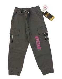 VTG LEE Boys Sz 4 Steel Grey Khaki Cargo Drawstring Jogger Pants - Picture 1 of 3