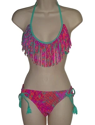 Raisins pink fringe bra bikini size S swimsuit 2 piece set new - Image 1 of 4