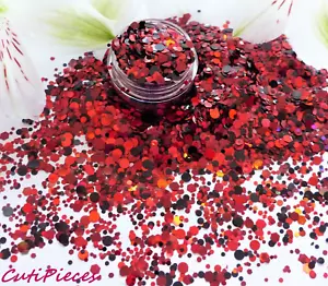 Arte en uñas brillo *vampiro* negro rojo puntos holográficos arándano hexágono maceta de 5 ml - Imagen 1 de 3