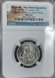 2019-W 2019 W Lowell 25c Quarter NGC MS67 Great American Coin Hunt 5823184-036 - Picture 1 of 2