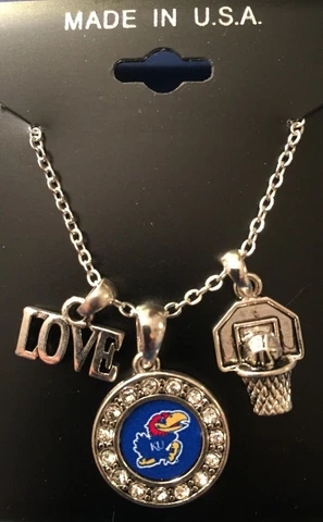 New Kansas Jayhawks Love Basketball 18" Necklace,NCAA,Charm,Gift for Her Mom Cover