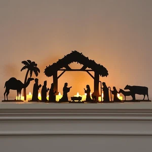 15 PC Christmas Nativity Set Wooden Nativity Scene Christmas Indoor Sign with... - Bild 1 von 6