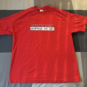 Vintage T-Shirt Y2K lustiges Zitat rot Größe XL - Bild 1 von 6