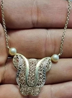 AUSGEFALLENES ANTIKES PERLE - MARKASITEN - FILIGRANSCHMUCK COLLIER - 800-S.-VG.! - Bild 1 von 4