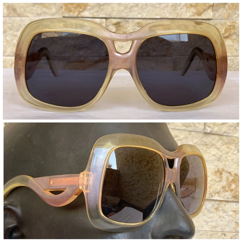 GAFAS DE SOL SAMCO VINTAGE CUADRADAS OVERSIZE AÑOS 60 HECHAS EN ITALIA ACETATO TRANSPARENTE Foto 1 de 4
