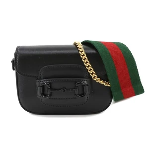 GUCCI Horsebit 1955 Mini Chain Hand Hand Shoulder Bag Leather 726863 90271224 - Picture 1 of 11
