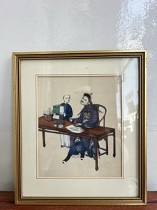 19. Jahrhundert chinesische antike Handmalerei offizieller Diener, Möbel 通草画 - Bild 1 von 17