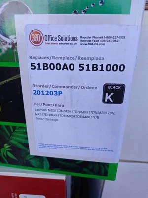 Cartucho de tóner negro 51B1000 / 51B00A0 para Lexmark repuesto  Foto 1 de 2