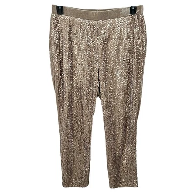 Chicos Lentejuelas Terciopelo Panne Cónico Tobillo Pantalones Alto Taupe Talla 2.5 L 14 NUEVO Foto 1 de 4