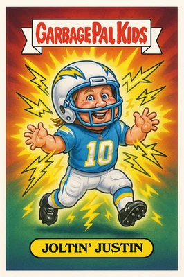 Cargadores Joltin’ Justin Herbert 2025 Faux Real Customs FRC Garbage Pail Pal Kids Foto 1 de 4