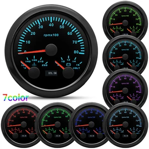 85MM 3 IN 1 Gauge Tachometer 8000RPM with Water Temp 100-250℉ Volt for Boat Car - Picture 1 of 15