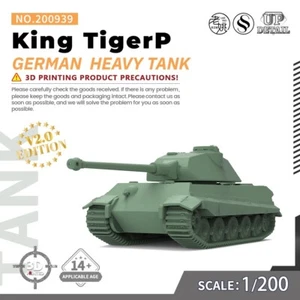 SSMODEL V2.0 1/200 Military Model Kit German King TigerP Heavy Tank GAMES - Picture 1 of 5