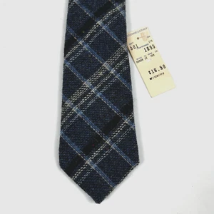 Nueva Corbata a Cuadros Michelsons Para Hombres Lana Shetland Tweed Azul Negro Hecha en Gran Bretaña - Imagen 1 de 5