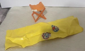 Barbie Doll Camper Accessories Folding Camp Chair & Sleeping Bag Vintage 1970s - Picture 1 of 4