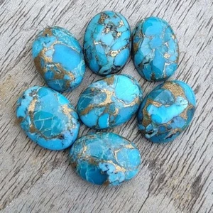 Piedras preciosas sueltas cabujón ovalado cabujón turquesa cobre azul 5 piezas 8x10 mm a 20x25 mm - Imagen 1 de 4
