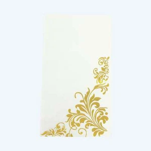 50 White Gold Dinner Paper Napkins Floral Print Party Events Decorations - Picture 1 of 9