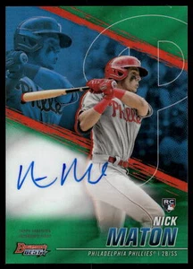 2021 Bowman's Best Nick Maton GREEN REFRACTOR AUTO 71/99 #B21-NM - Picture 1 of 2