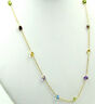 Multi-color Gemstones 18 "Necklace 14k White Gold Chain with Lobster Lock 