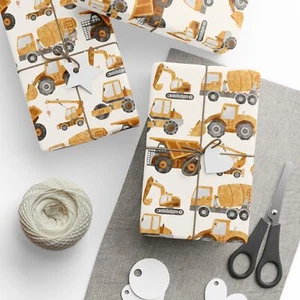 Simple Boys Construction Vehicle All Occasion Wrapping Paper - Picture 1 of 25
