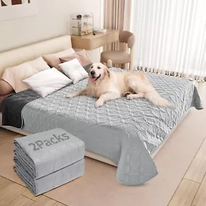 2 Packs Waterproof Dog Blankets Washable for Large Dog 54"×82", Light/Dark Grey - Picture 1 of 9
