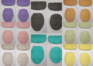 Faux Burlap Toilet Seat Lid and Tank Cover Set (8 Colors Available) - Picture 1 of 10