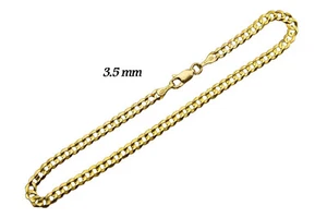 14k Solid Yellow Gold Cuban Link Bracelet 3.5mm Men's Women Size 7 inch - Picture 1 of 1