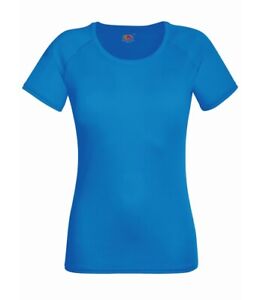New Ladies Fruit of the Loom Performance T shirt. Royal Blue XS/8