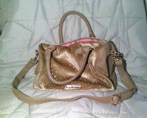 Y2K Betsey Johnson Brown Hand And Shoulder Bag With Sequins ABC08 qq - Picture 1 of 3