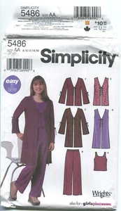 SIMPLICITY 5486 GIACCA/GILET PLUS BAMBINA/RAGAZZA, MAGLIA TOP E PANTALONI TG 8-16 NON TAGLIATI - Foto 1 di 3