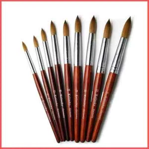 Acrylic Nail Brush Kolinsky Sable Hair Liquid Powder Crystal Pink Metal Handle - Picture 1 of 22