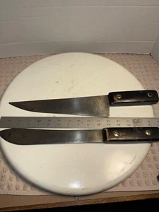 Antique French? Butcher Knifes, 11" & 10" long very old - Picture 1 of 18