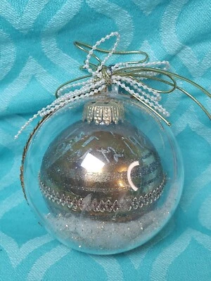 Rare 1959 Blown Glass Christmas Ornament Germany Large In Plastic Bulb 4.5"  - Image 1 of 4