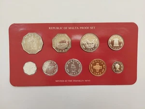 1980 Republic Of Malta Decimal Proof 9 Coin Mint Year Set Mils Cents Franklin - Picture 1 of 2