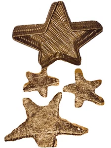 Brotkorb Obstkorb Schale Stern Korbgeflecht + 3 Sterne gold Weihnachten Korb - Bild 1 von 4