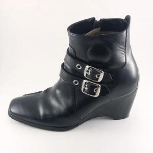 Icon Motorradstiefel Damen 8 Leder schwarz Hella Riding Schnalle Keilabsätze - Bild 1 von 8