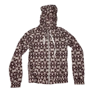 Empyre Hooded Windbreaker Brown White Aztec Full Zip Long Sleeve Size Small - Picture 1 of 4
